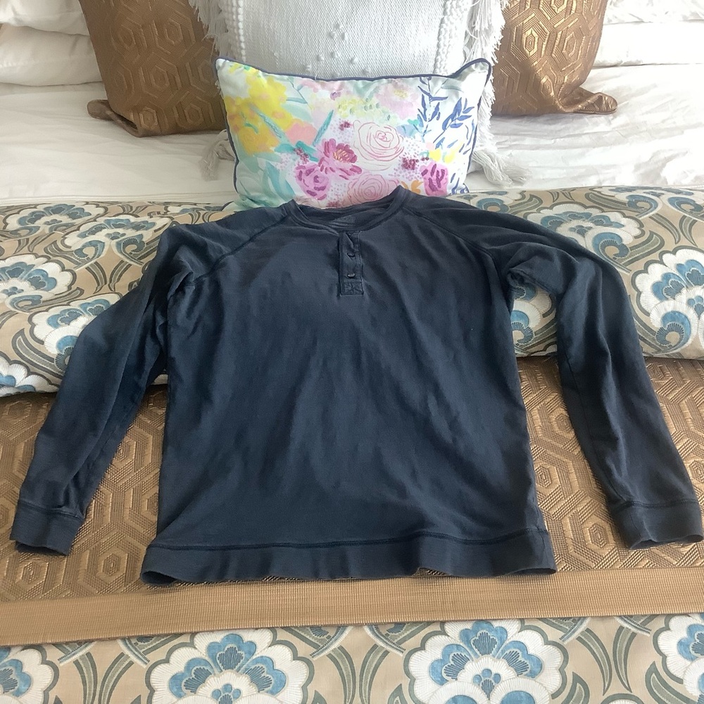 Vince Dark Gray Long Sleeve Henley Shirt
